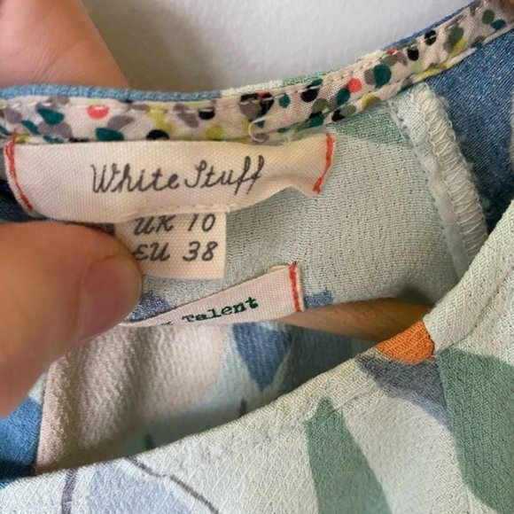 WHITE Stuff peach retro boho design short sleeve top - Picture 5 of 10